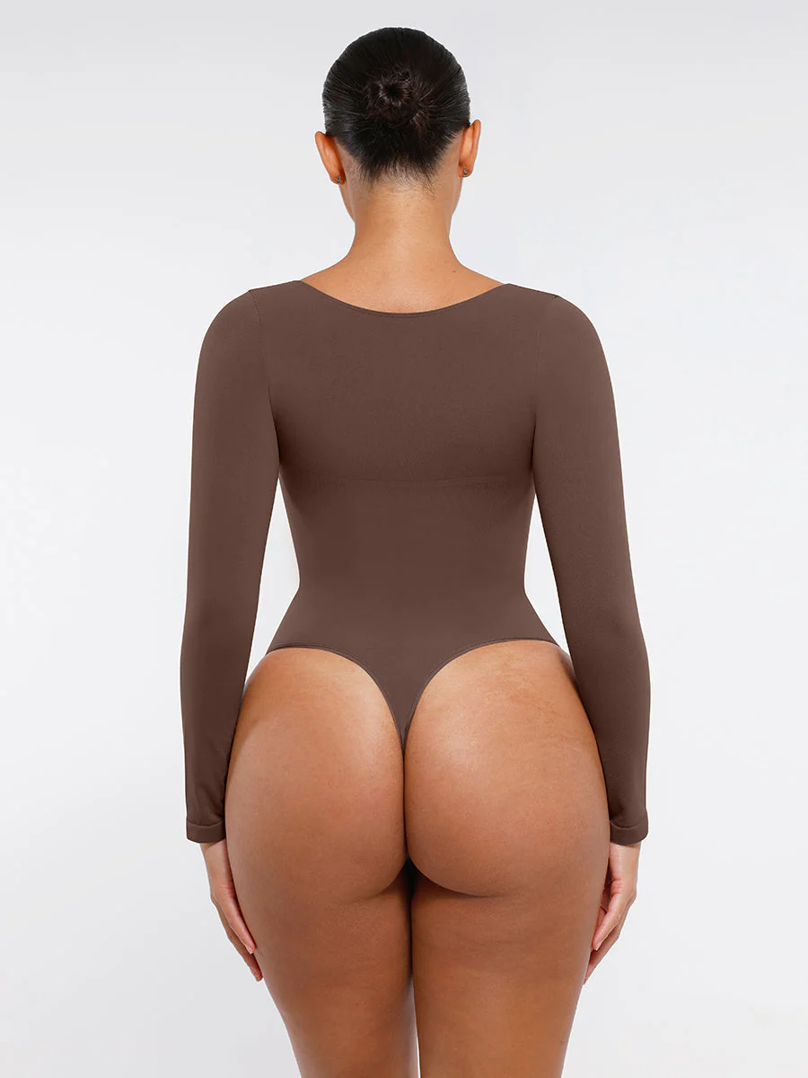 Nahtloser, langärmliger Tanga-Bodysuit zur Bauchkontrolle - Image 3