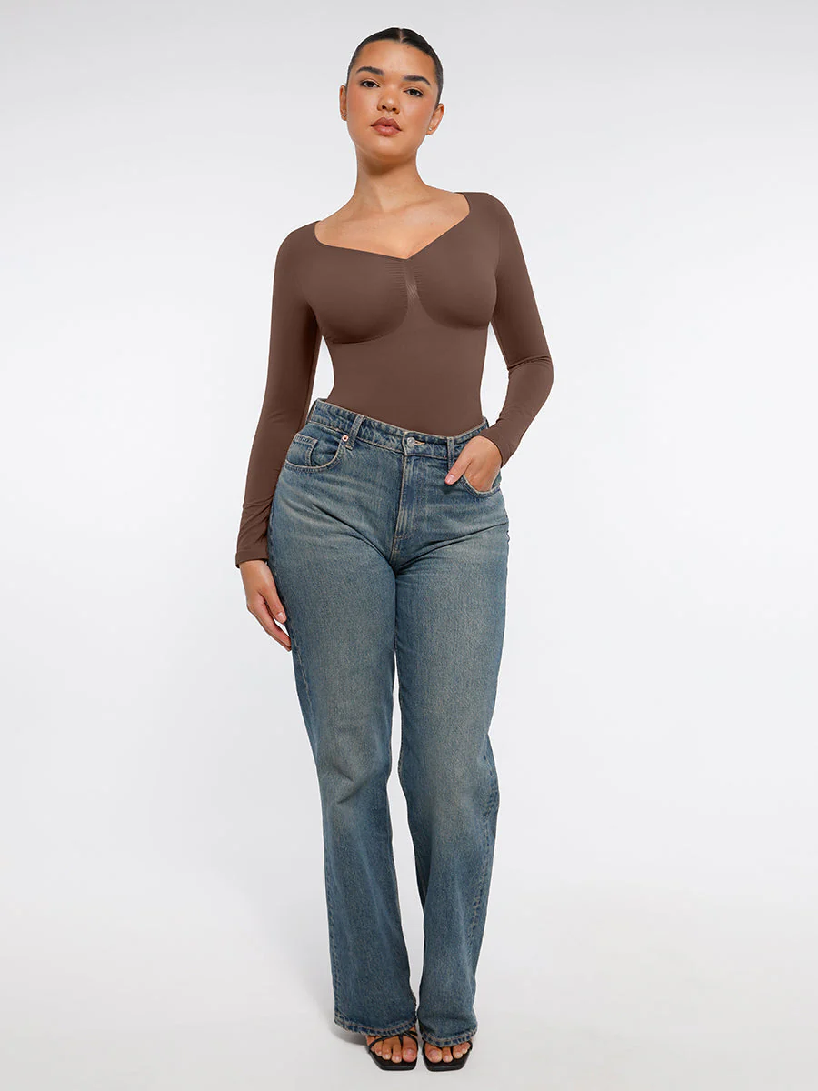 Nahtloser, langärmliger Tanga-Bodysuit zur Bauchkontrolle - Image 4