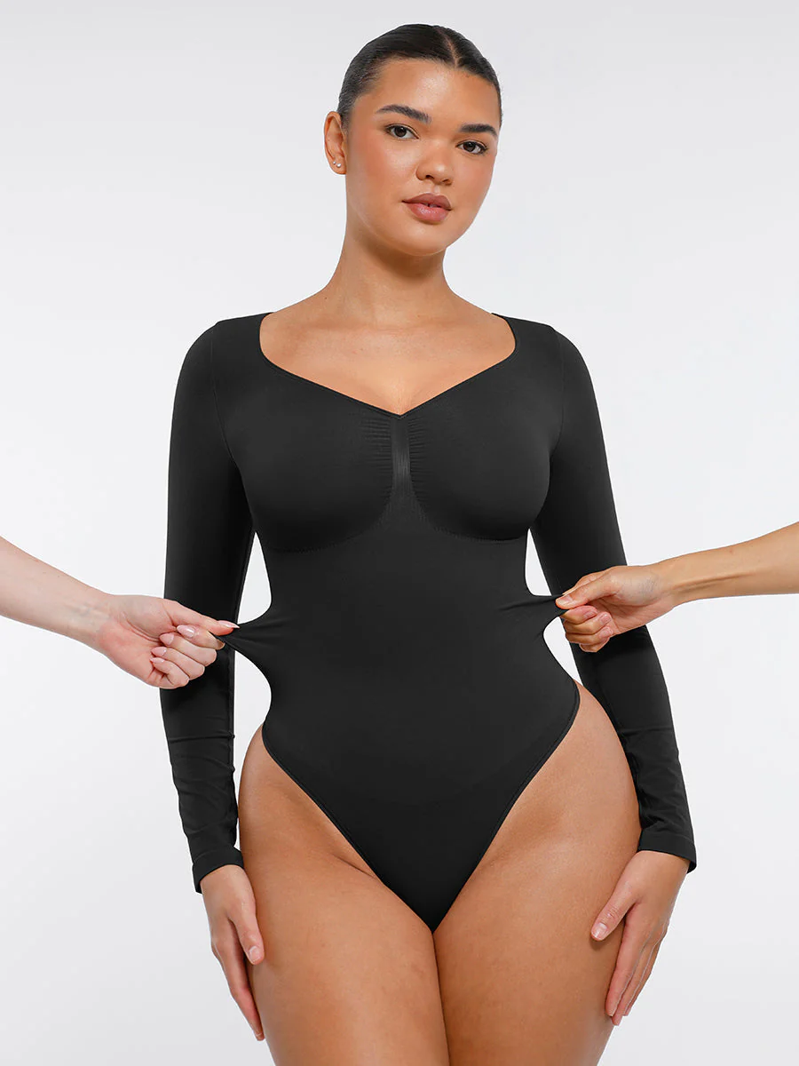 Nahtloser, langärmliger Tanga-Bodysuit zur Bauchkontrolle - Image 5