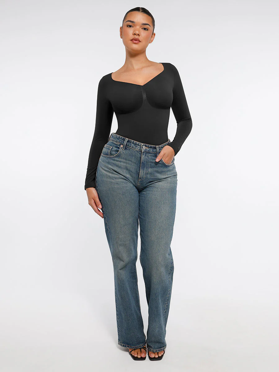 Nahtloser, langärmliger Tanga-Bodysuit zur Bauchkontrolle - Image 9