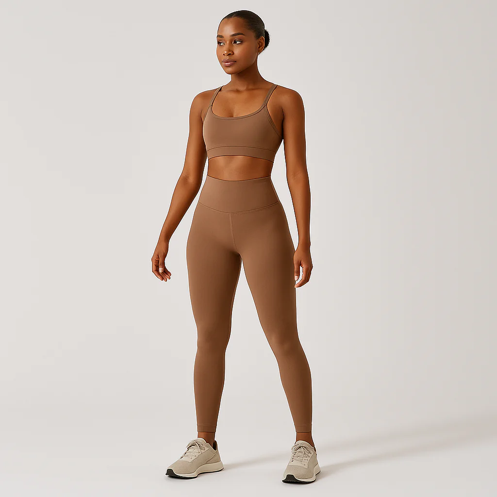 Nahtloses Yoga- und Pilates-Set für Damen – Sport-BH, Shorts mit hoher Taille und Leggings - Image 2