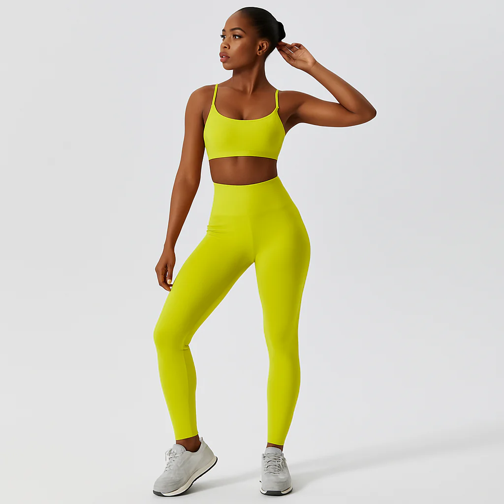 Nahtloses Yoga- und Pilates-Set für Damen – Sport-BH, Shorts mit hoher Taille und Leggings - Image 3