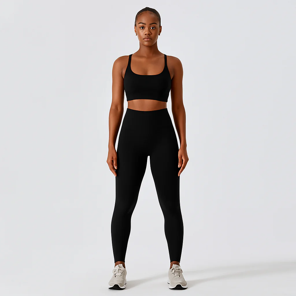 Nahtloses Yoga- und Pilates-Set für Damen – Sport-BH, Shorts mit hoher Taille und Leggings - Image 4