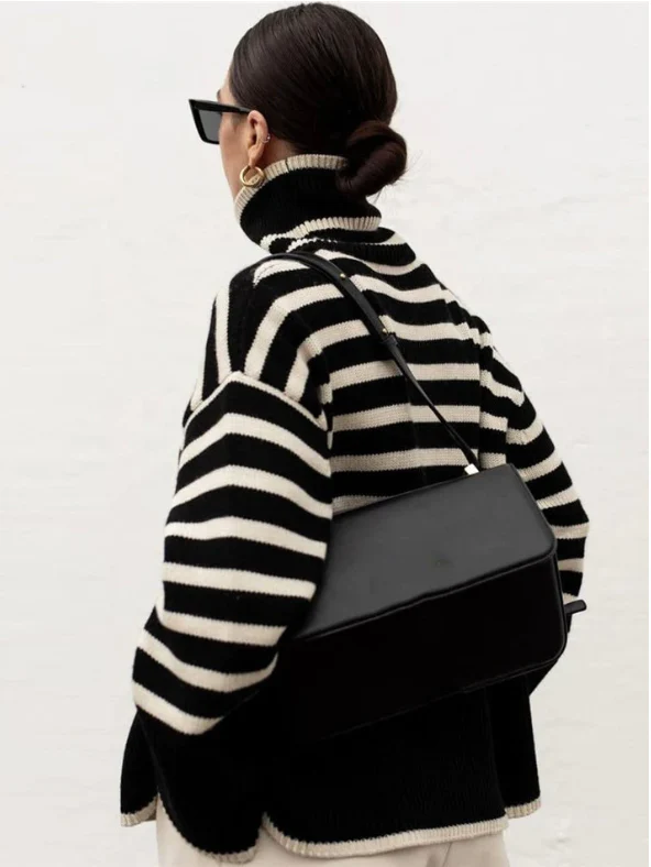 Nami - gestreifter damen-rollkragenpullover - Image 3