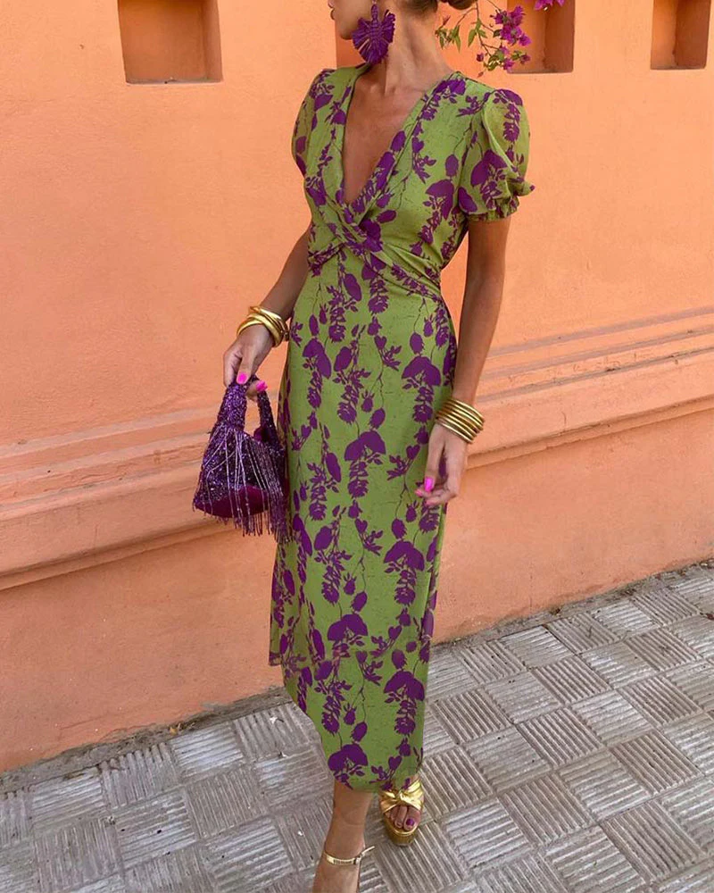 Naomi | Elegantes Maxikleid mit Puffärmeln für Frauen
