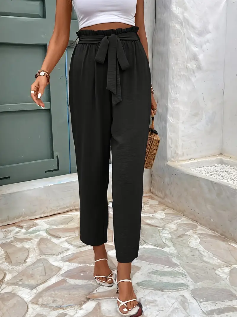 Naomi - Hochtaillierte Hose mit Schleifendetail für Frauen - Image 3