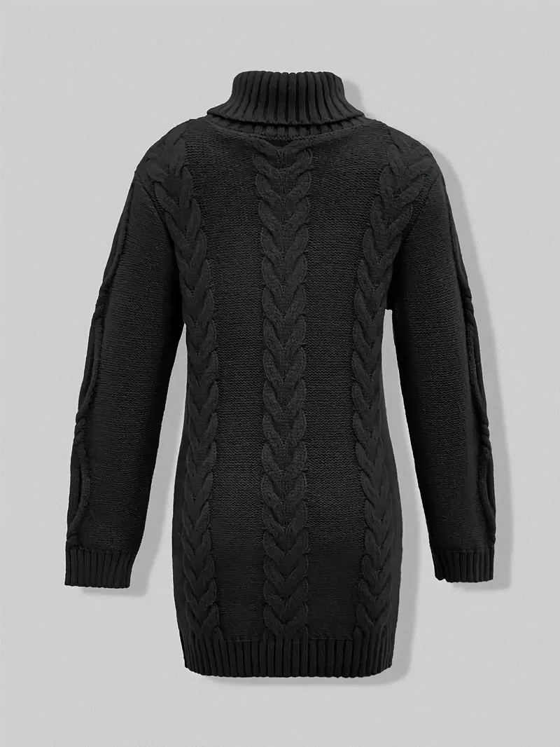 Narda - Klobig Kabel Gestrickt Rollkragen Kleid - Image 14