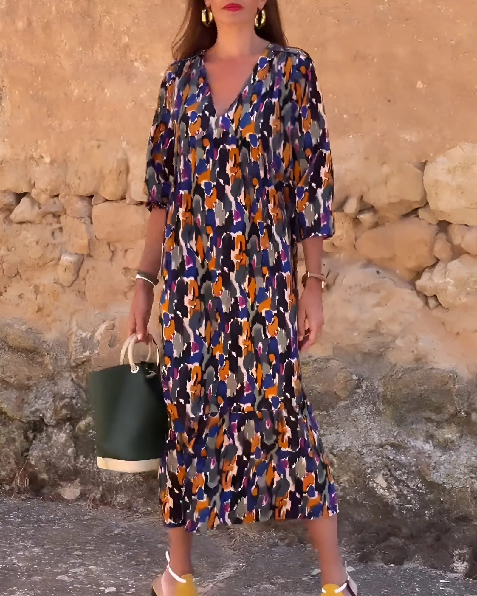 Nathalie™ | Elegantes Retro-Print-Kleid mit V-Ausschnitt - Image 2