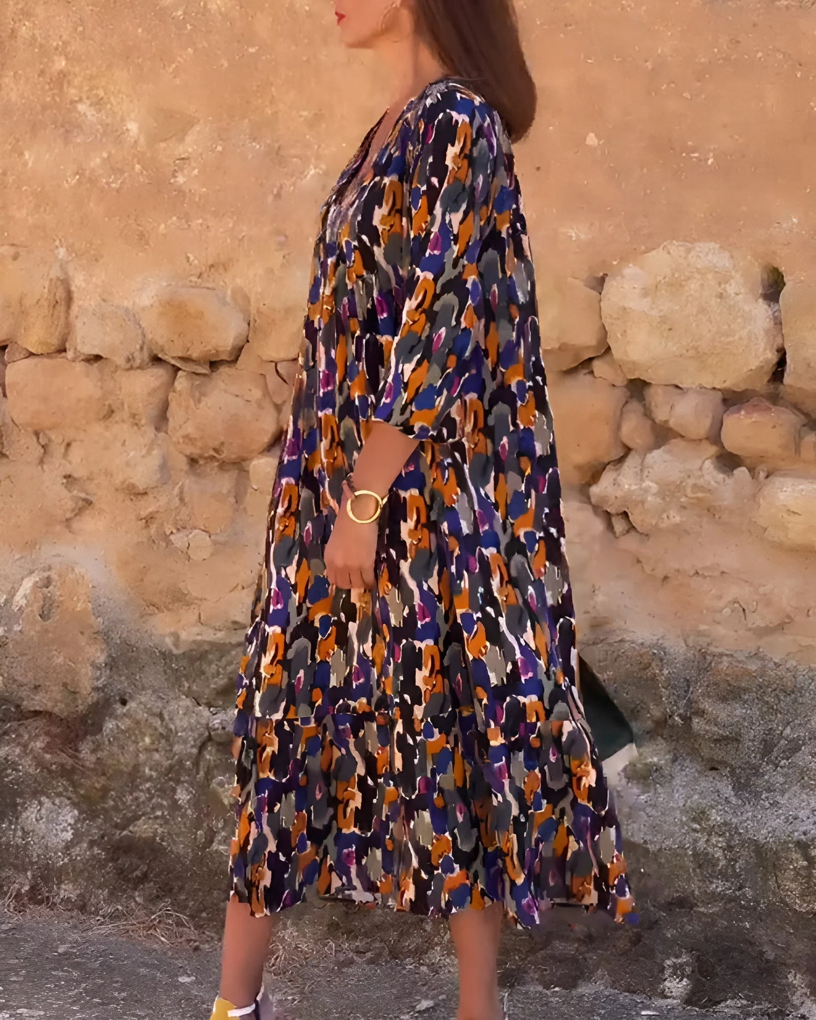 Nathalie™ | Elegantes Retro-Print-Kleid mit V-Ausschnitt - Image 3