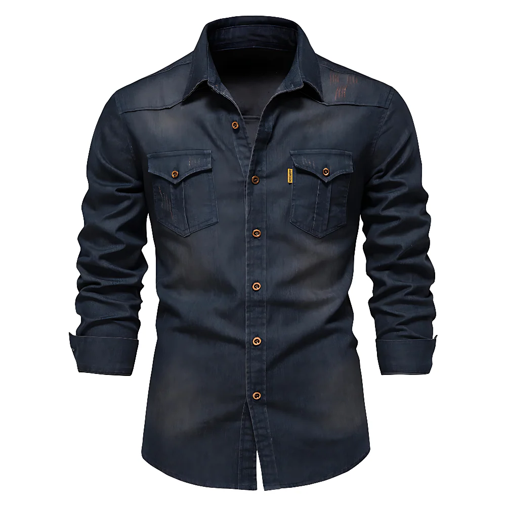 Nathanial – Baumwoll Jeans Hemd - Image 5