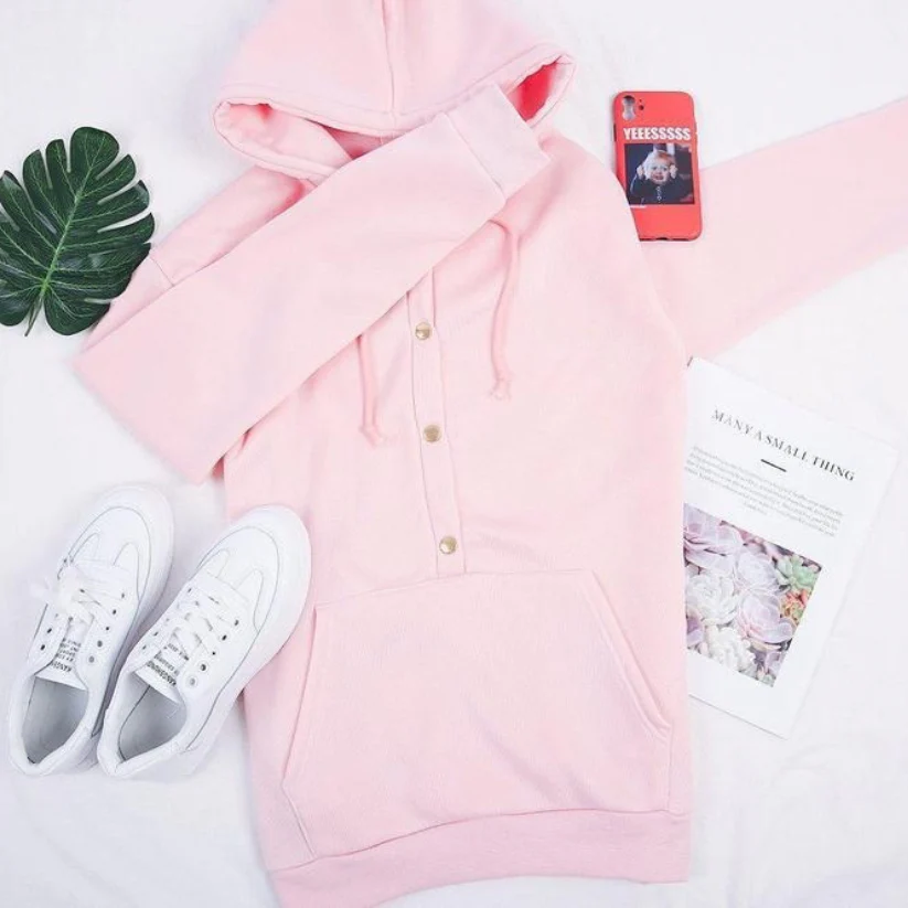 NELE - WEITE KAPUZEN-SWEATSHIRT MIT KNÖPFEN - Image 4