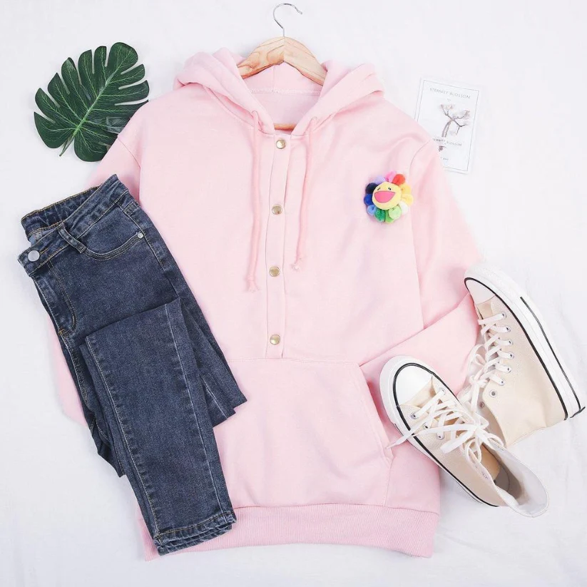 NELE - WEITE KAPUZEN-SWEATSHIRT MIT KNÖPFEN - Image 5