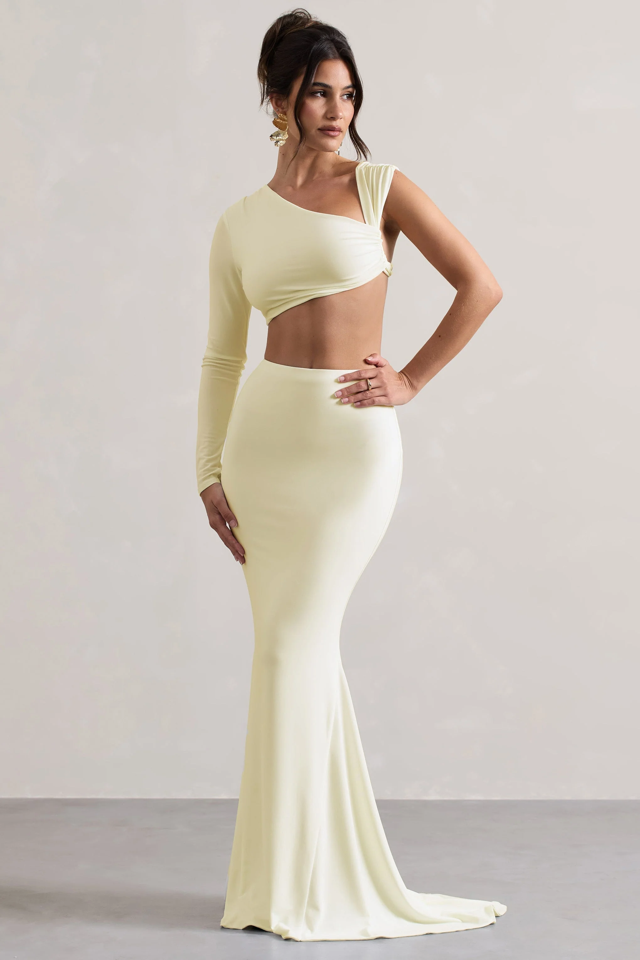 Neomie - Cremefarbener Fishtail Maxi-Rock - Image 2