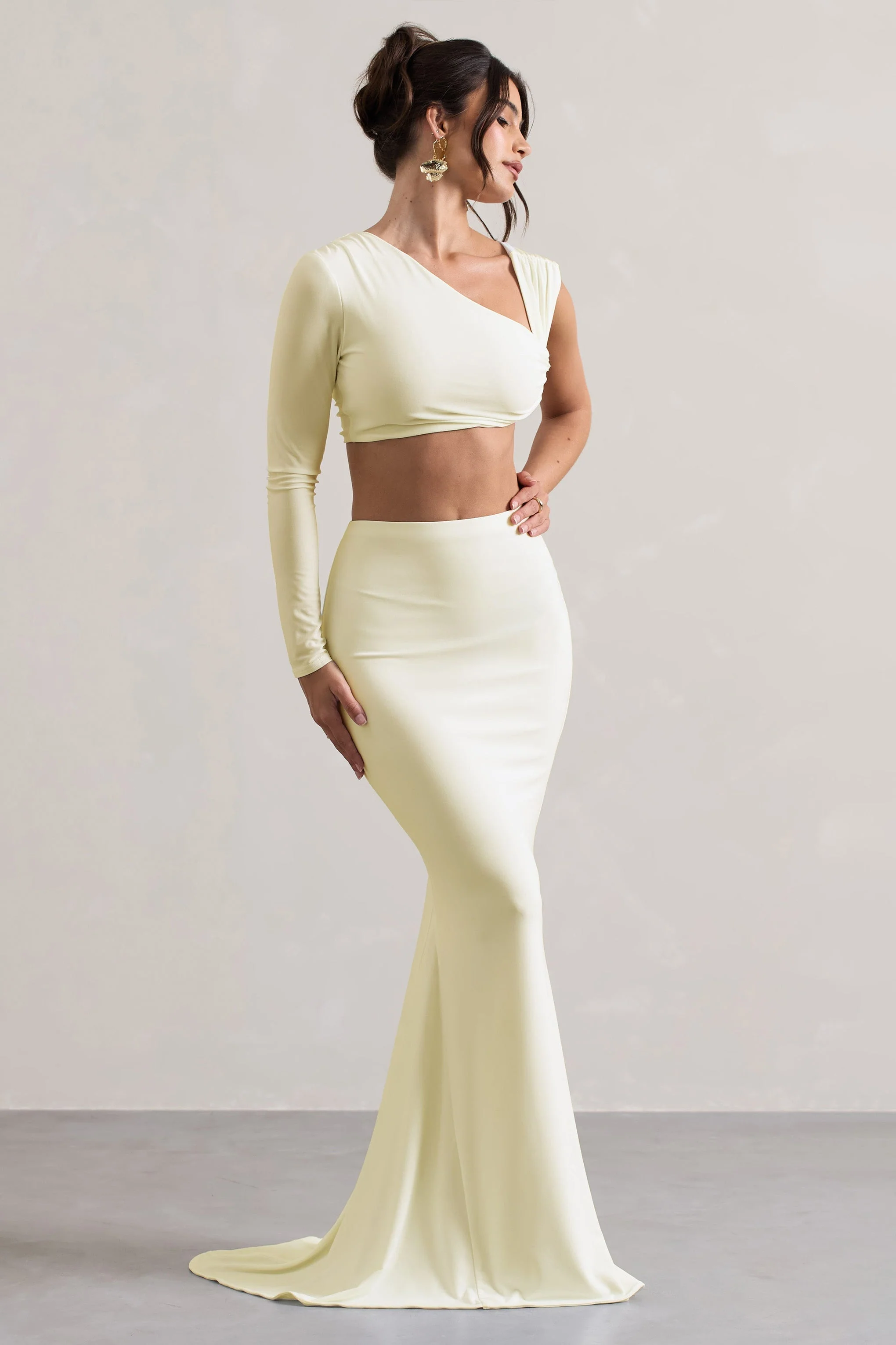 Neomie - Cremefarbener Fishtail Maxi-Rock - Image 5