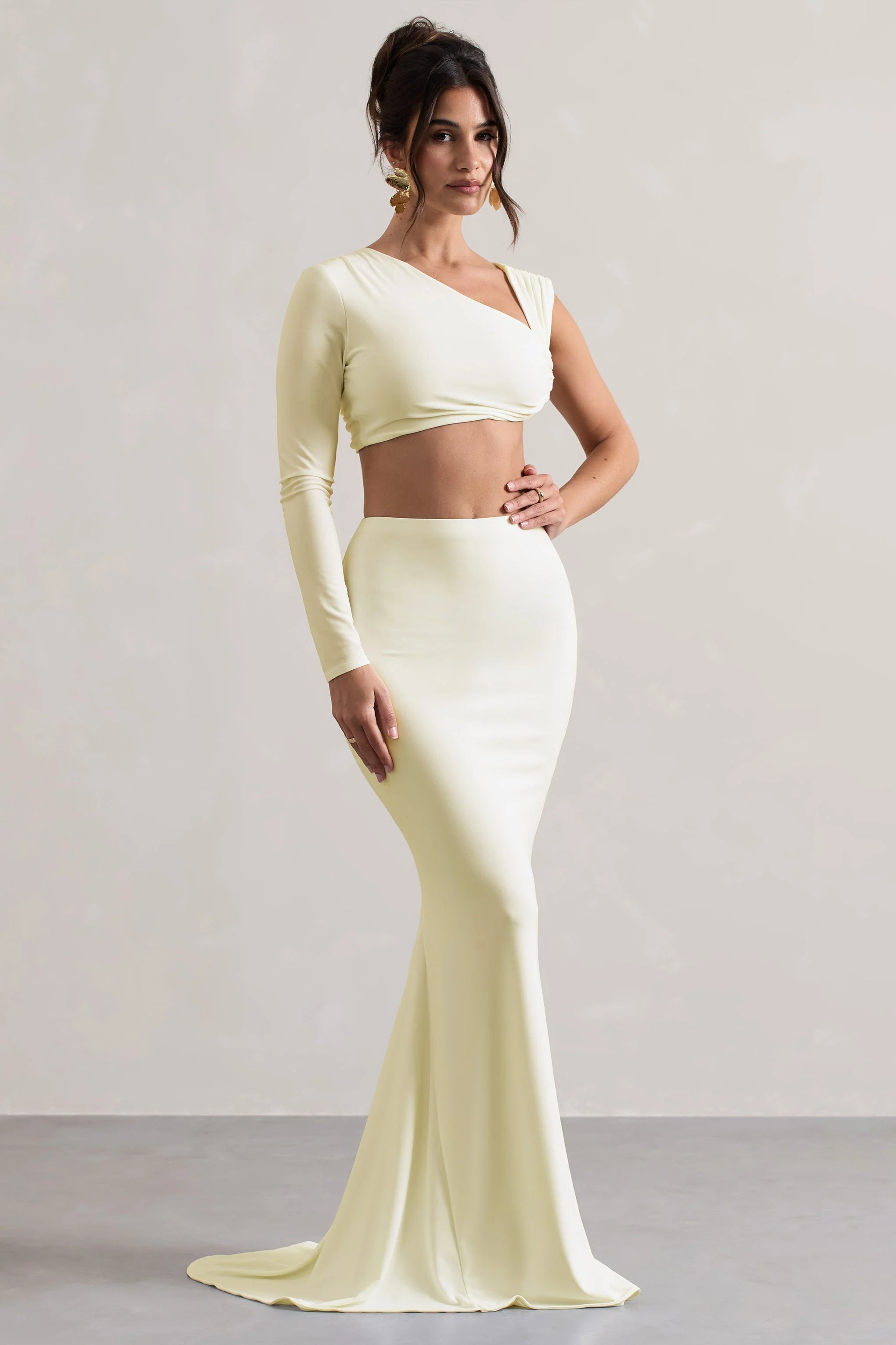 Neomie - Cremefarbener Fishtail Maxi-Rock - Image 6