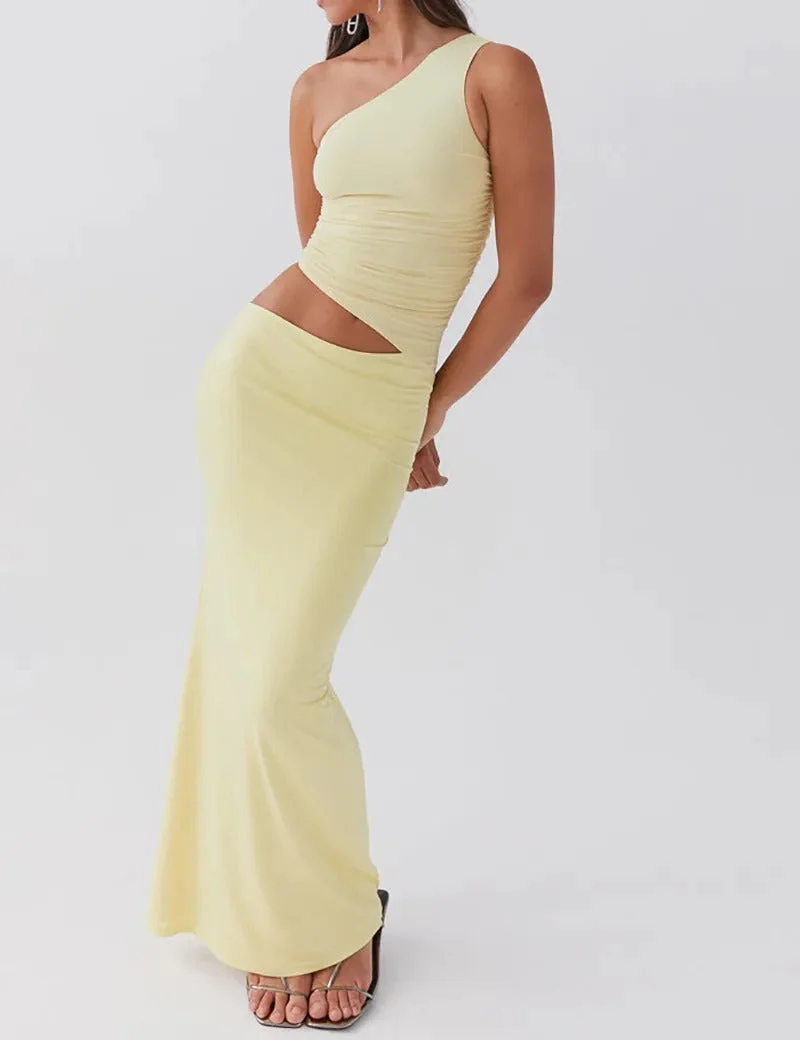 Neomie - Cremefarbener Fishtail Maxi-Rock - Image 7