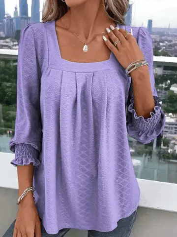Nicole | Lässige Baumwollbluse mit eckigem Ausschnitt