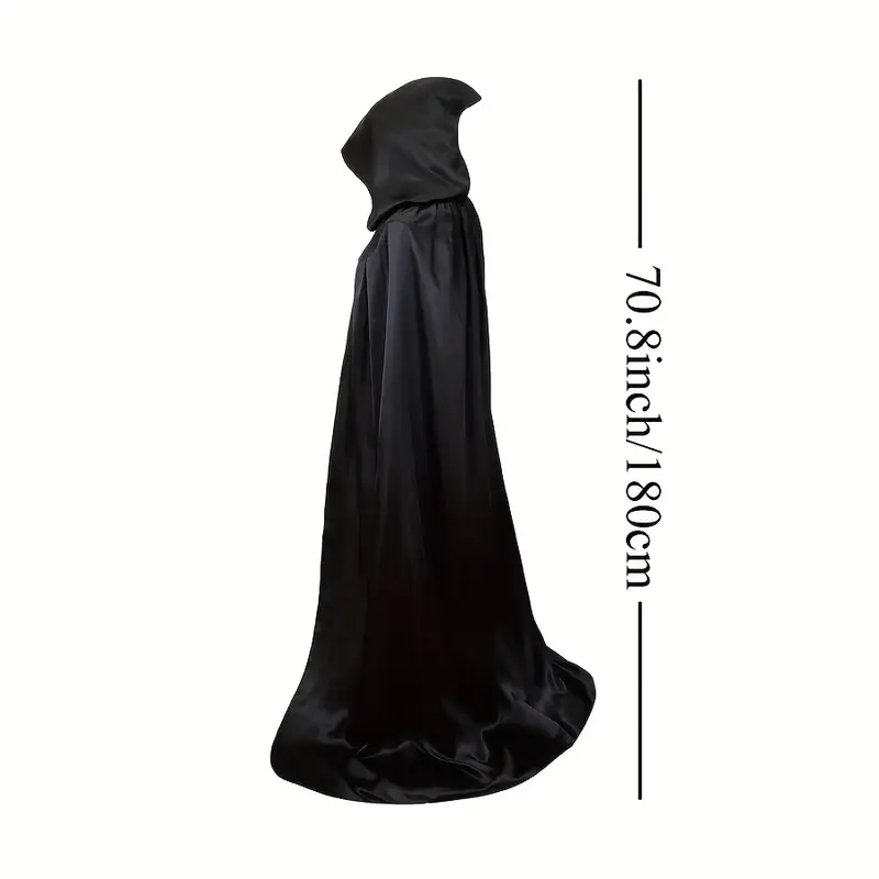 NightShade Halloween Cape – Schwarzes Polyester Kostüm mit Kapuze - Image 4