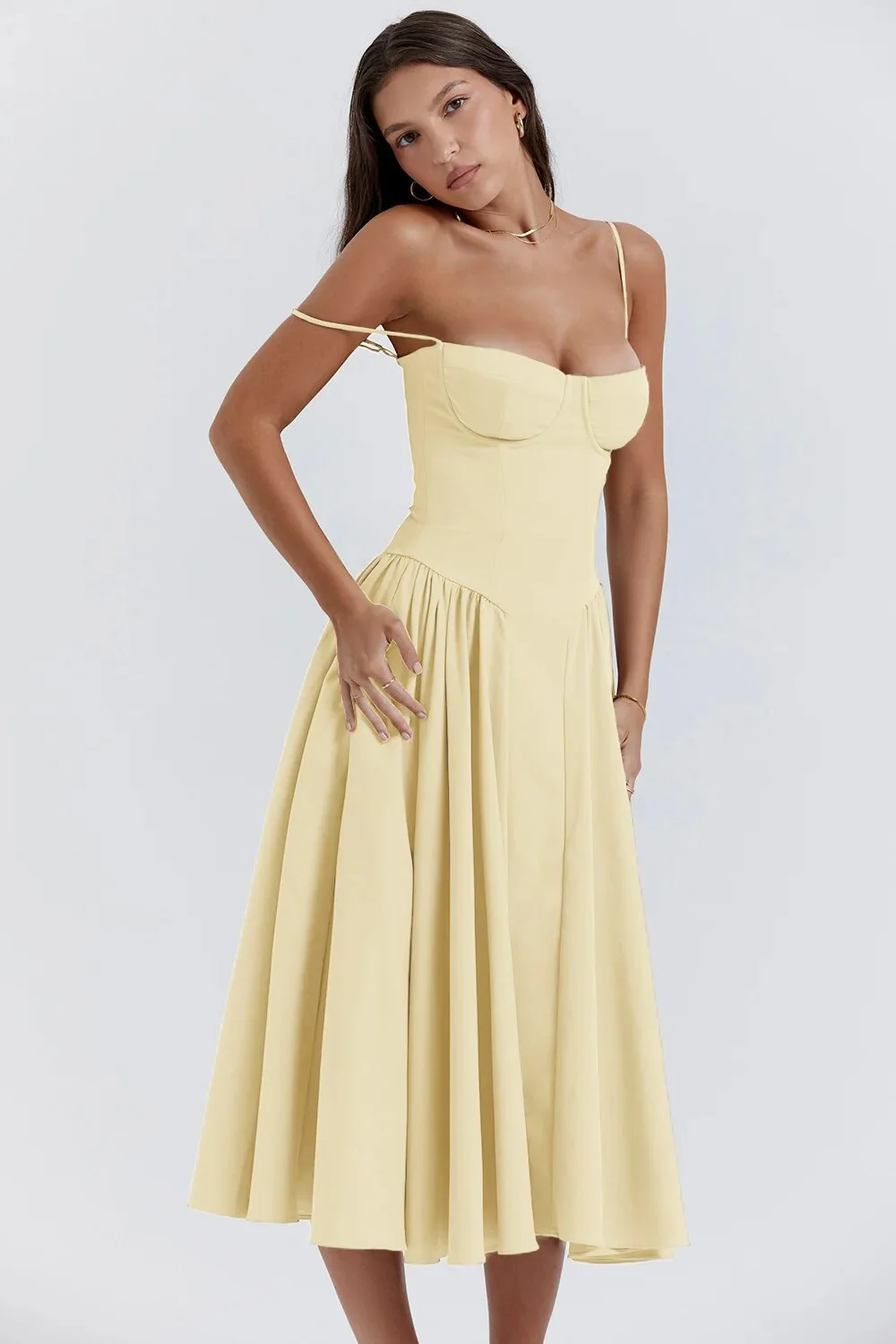Nina - Ärmelloses Korsett-Midikleid