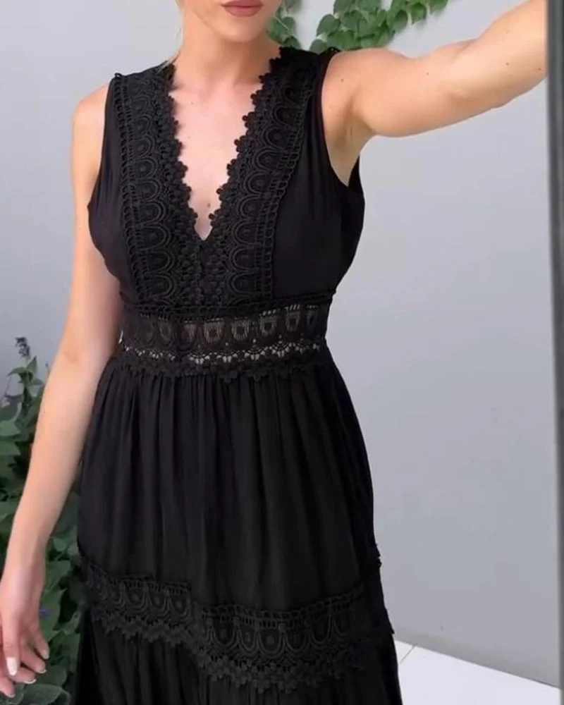 Ninfea | Ärmelloses Midikleid im Boho-Stil mit Spitzendetails - Image 6