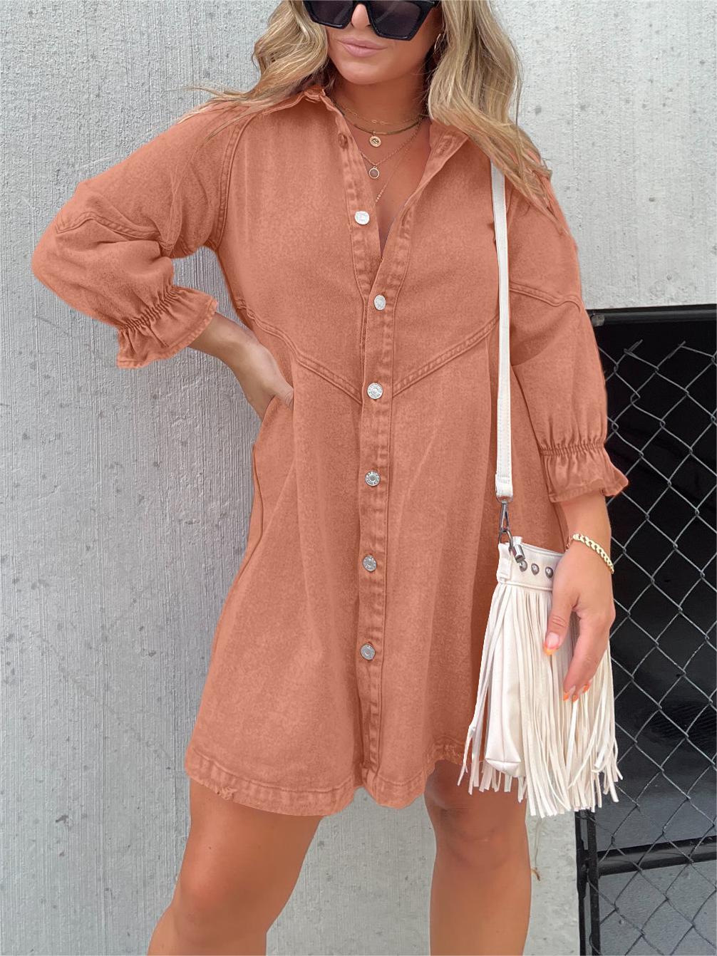Nola | Stilvolles Denim-Midi-Kleid mit Umlegekragen - Image 6