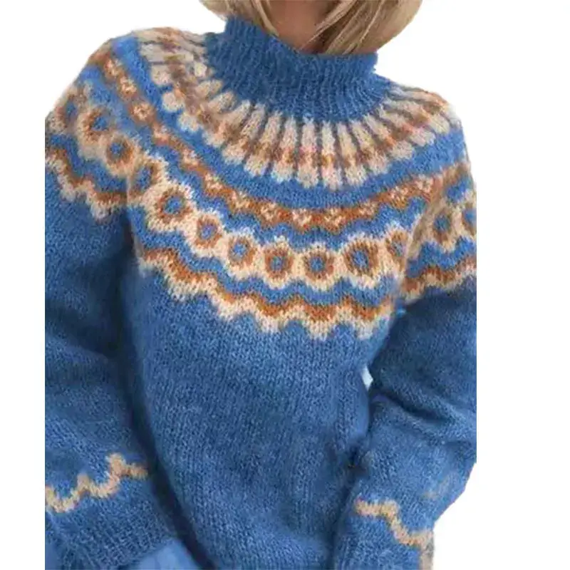 Norweger Grobstrickpullover Damen | Langarm Rollkragen - Image 3