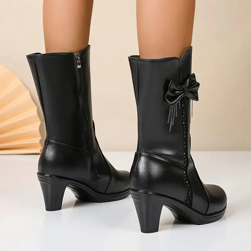 Nuccia - Vintage Lederstiefel Mit Schleife - Image 5
