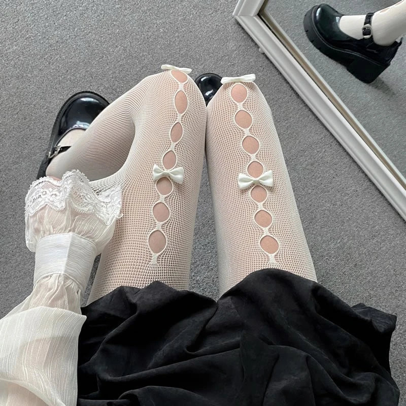Oberschenkelhohe Strumpfhose für Damen | Mit Schleifendetails - Image 5