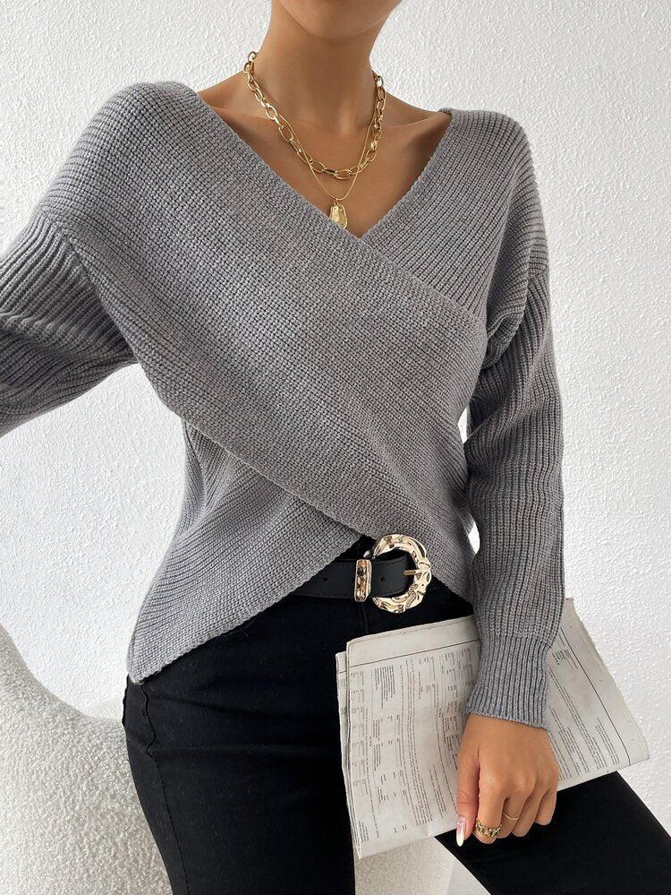 ODETTA - STRICKPULLOVER MIT ÜBERKREUZTEM AUSSCHNITT - Image 4
