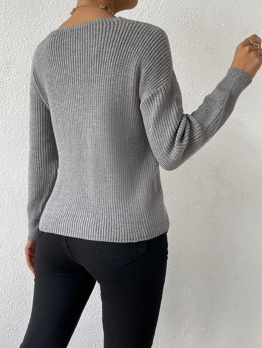 ODETTA - STRICKPULLOVER MIT ÜBERKREUZTEM AUSSCHNITT - Image 6