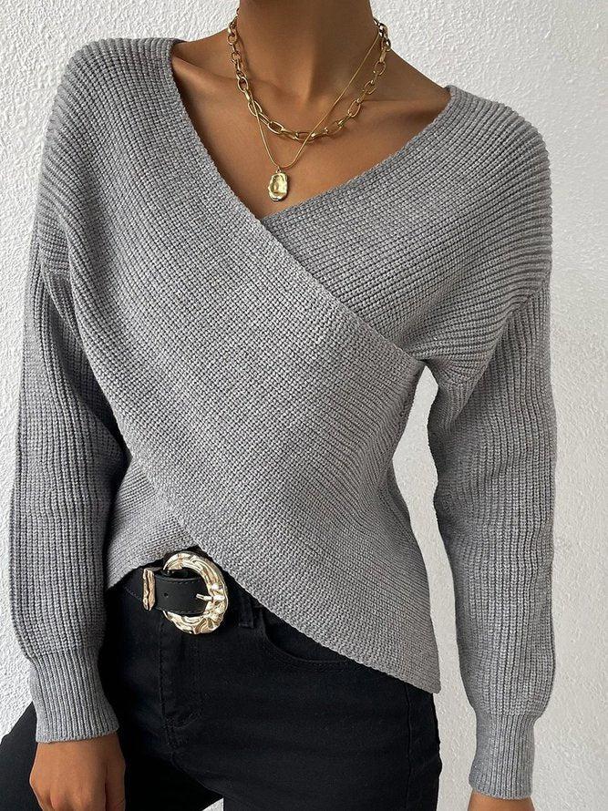 ODETTA - STRICKPULLOVER MIT ÜBERKREUZTEM AUSSCHNITT - Image 7
