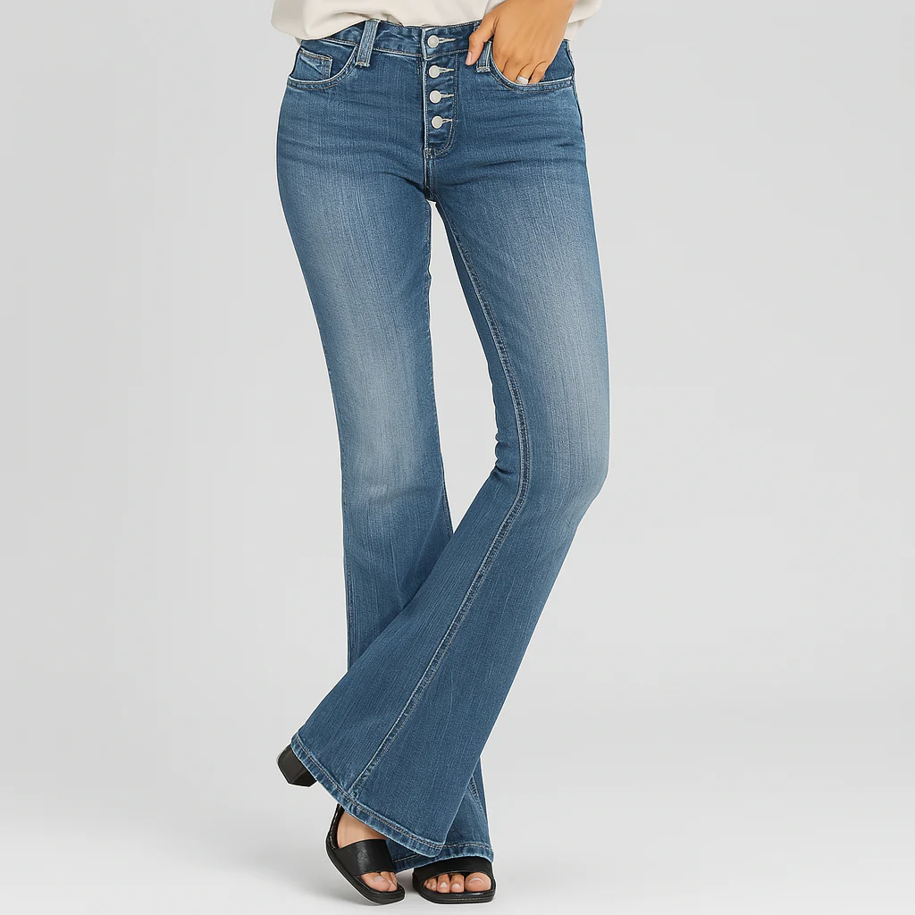 Olivia – Damen-Schlagjeans mit hohem Bund – Skinny Fit in Hellblau aus Stretch-Denim