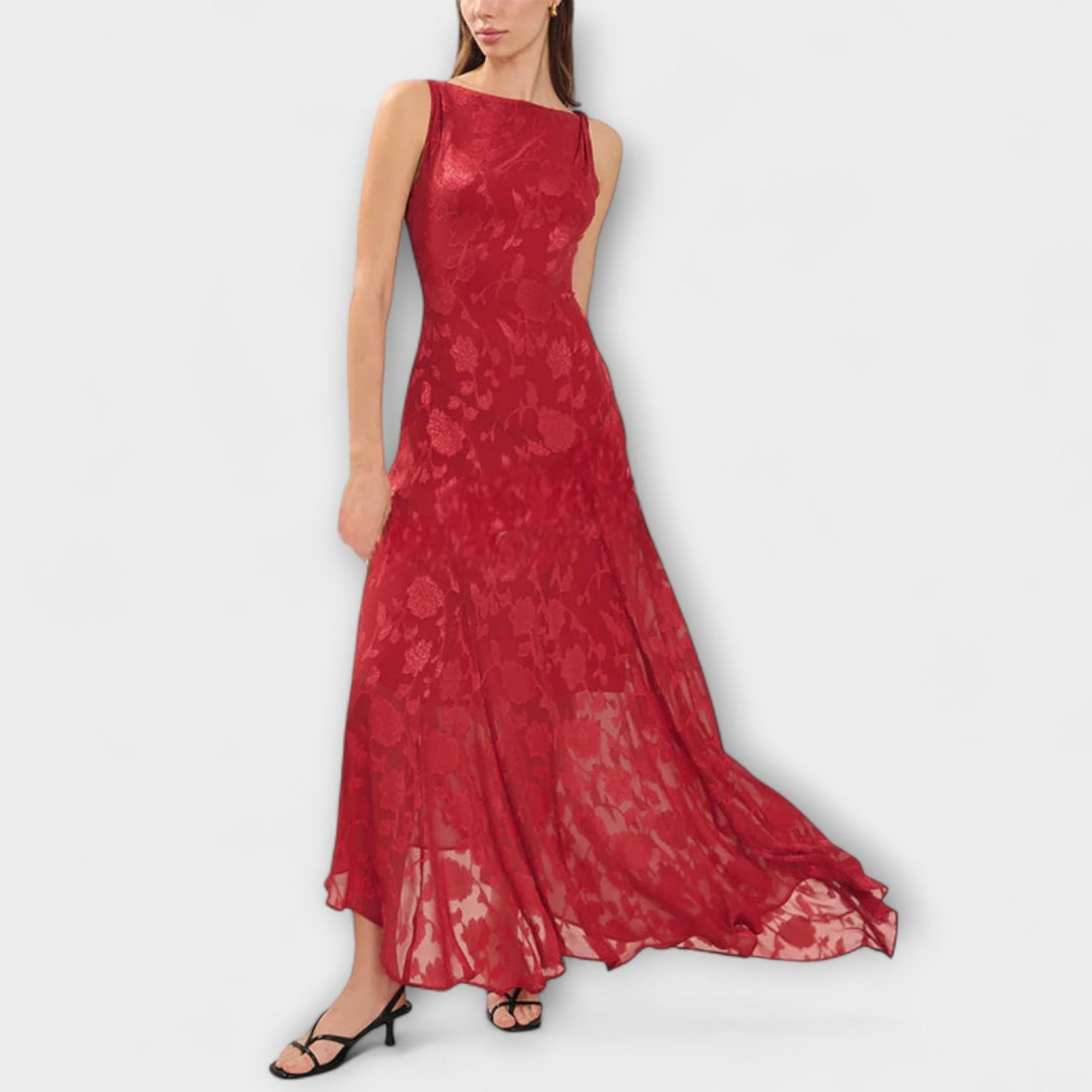 Opal - Elegantes Rückfreies Schnür-Jacquard Maxikleid" can be rewritten as:

"Opal - Stilvolles Rückfreies Schnür-Jacquard Maxikleid - Image 2