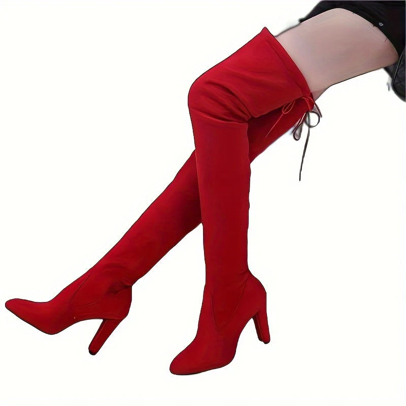 Overknee Stiefel Damen | Blockabsatz mit Rückenschnürung - Image 9
