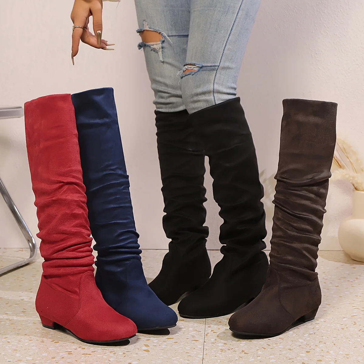 Overknee Stiefel Damen | Schlupfform mit Niedrigem Blockabsatz - Image 4