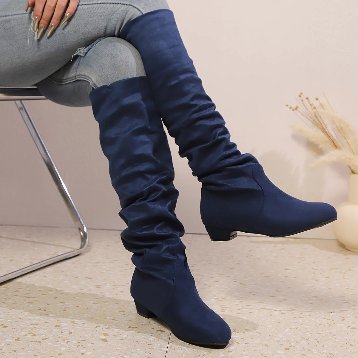 Overknee Stiefel Damen | Schlupfform mit Niedrigem Blockabsatz - Image 5