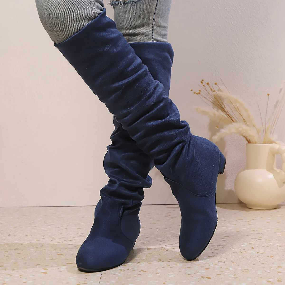 Overknee Stiefel Damen | Schlupfform mit Niedrigem Blockabsatz - Image 9