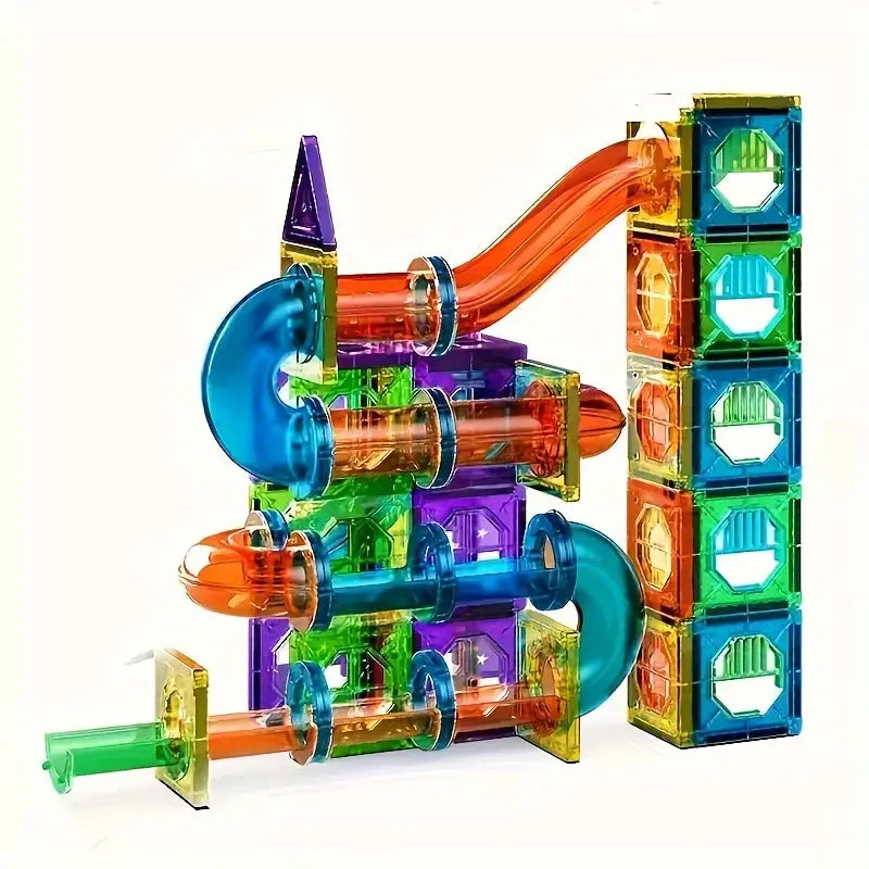 Pädagogisches Magnetbaustein-Set – 69-teiliges LED-Licht-Konstruktionsspielzeug für Kinder