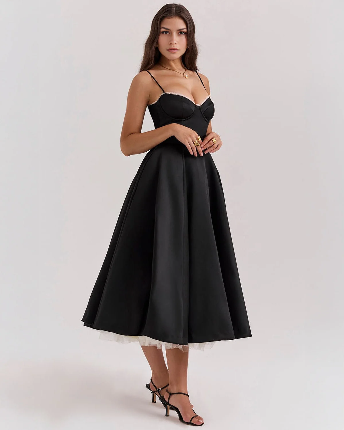 Paula | Duchesse-Satin Midikleid Mit Corsage - Image 5