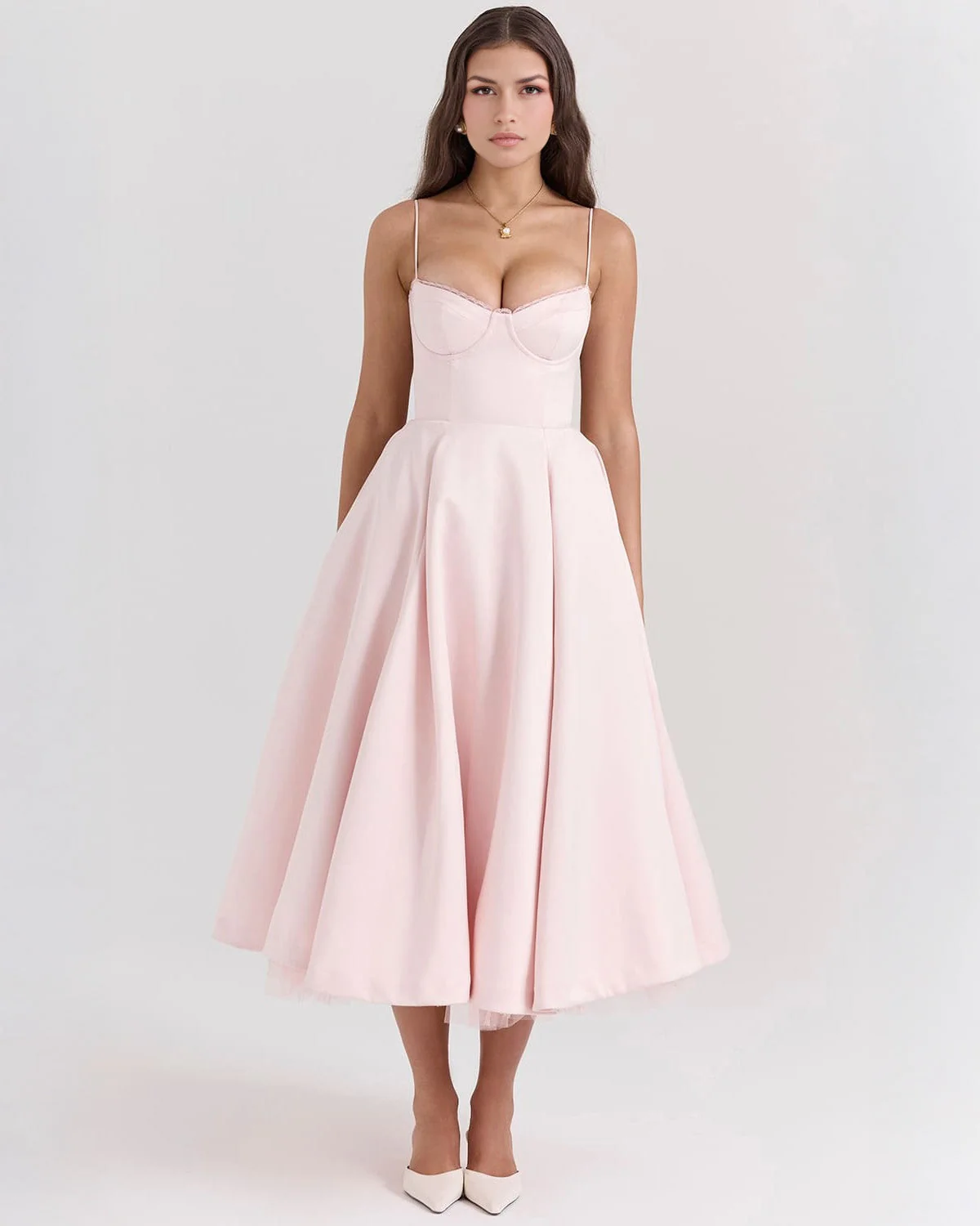 Paula | Duchesse-Satin Midikleid Mit Corsage - Image 8