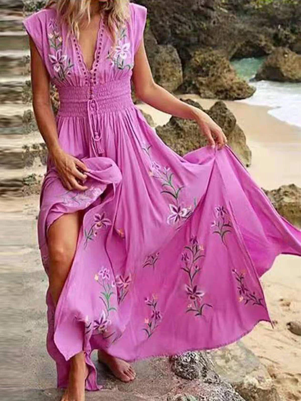 Paulina | Boho-Maxikleid mit V-Ausschnitt - Elegant und fließend - Image 3