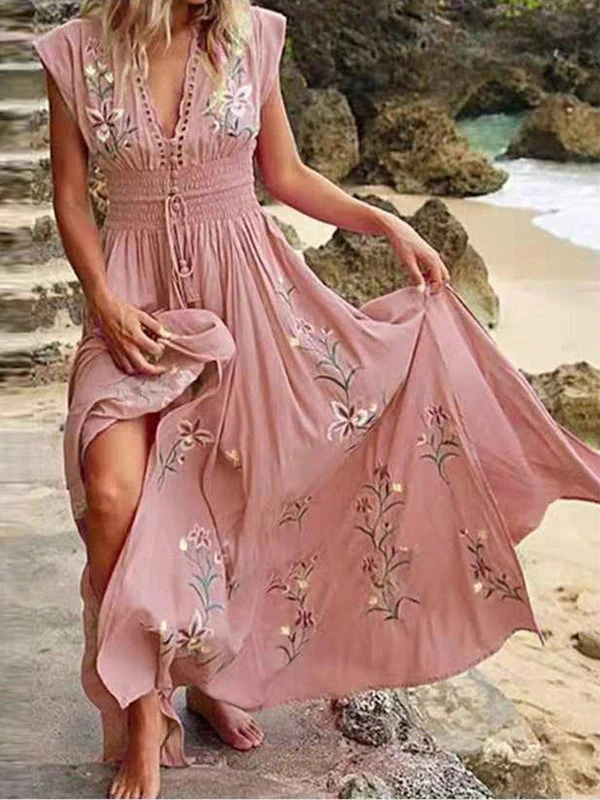 Paulina | Boho-Maxikleid mit V-Ausschnitt - Elegant und fließend - Image 4