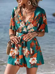 Penelope - Romper mit Blumenmuster und Wickelausschnitt - Image 2