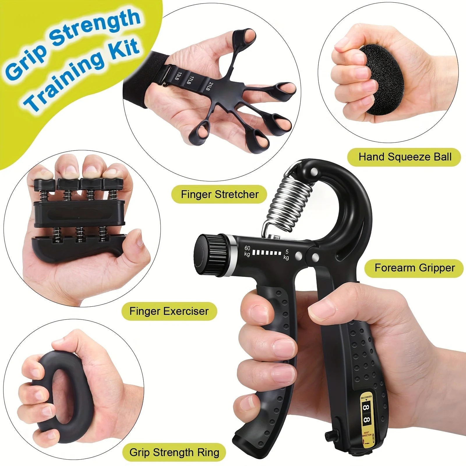 PowerGrip Handtrainer-Set – 5-in-1 für starke Hände und Unterarme - Image 2