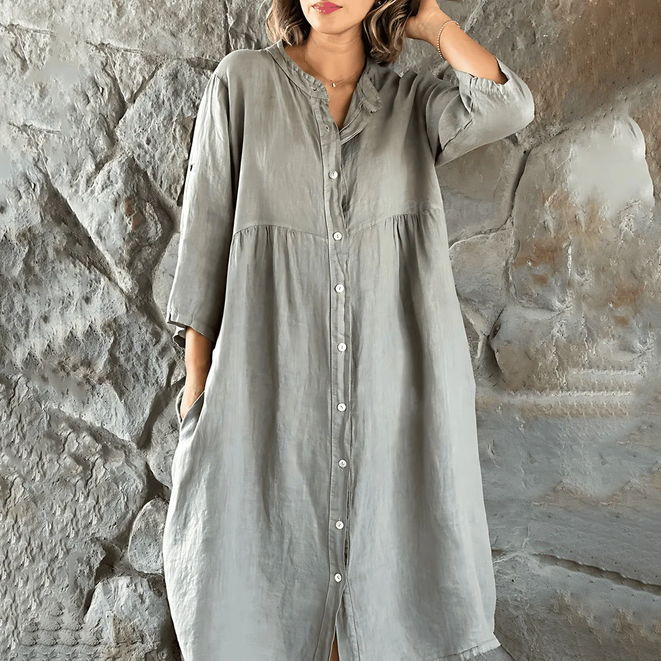 Priscilla | Schickes Midikleid mit Knopfleiste für Frauen - Image 2