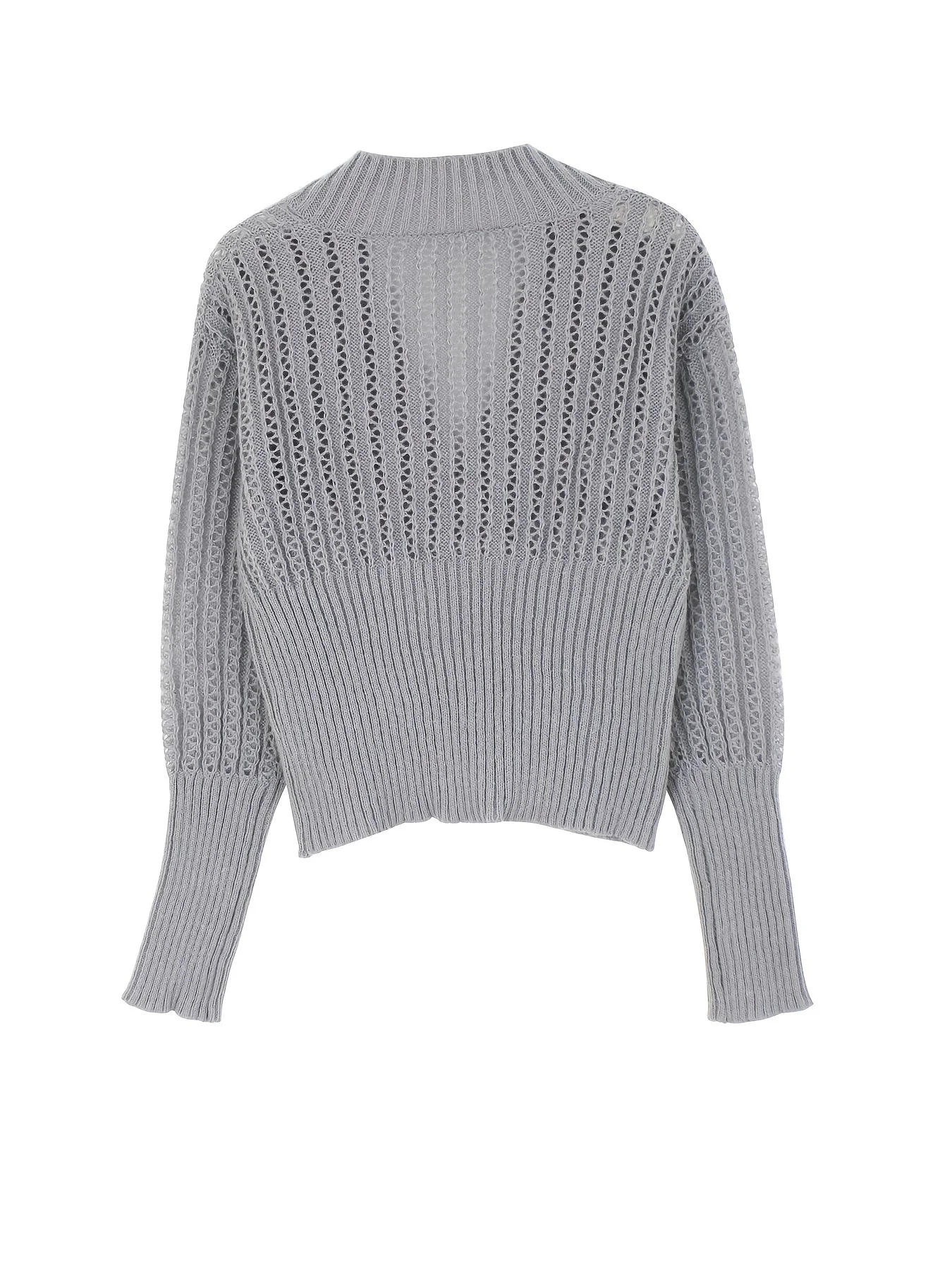 Pullover mit tiefem V-Ausschnitt und langen Ärmeln mit eingeschnürter Taille - Image 4