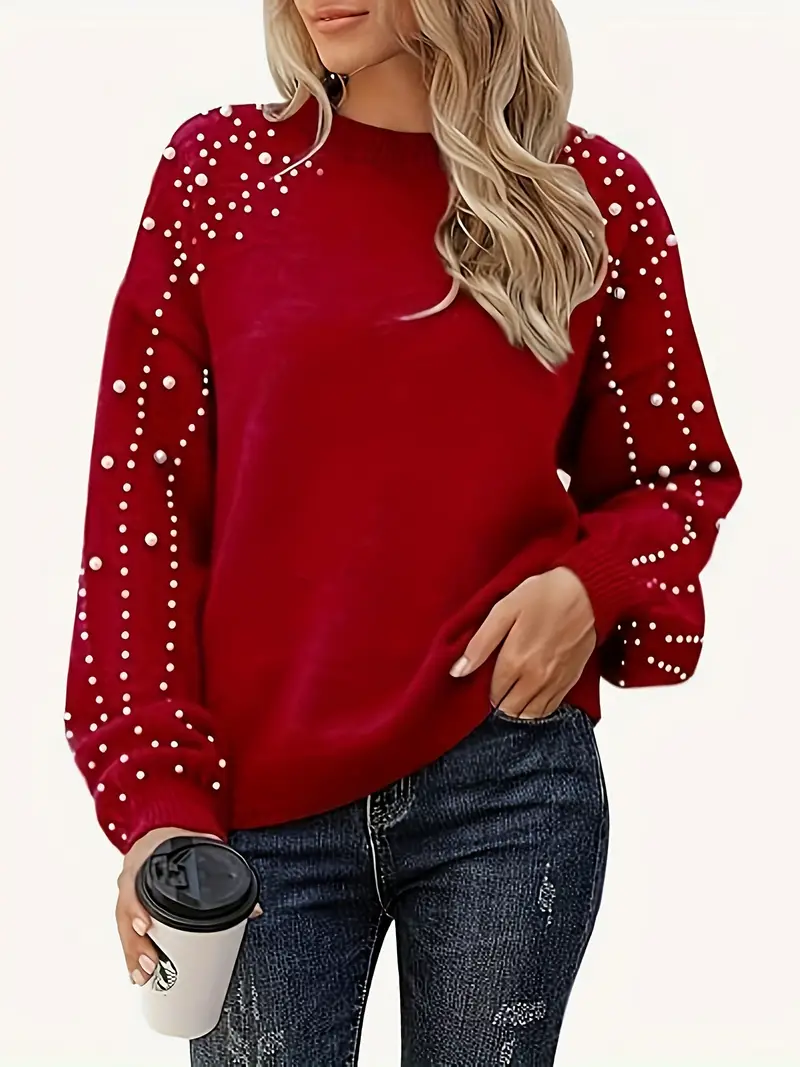 Quinlee – Langärmeliger Strick Pullover Mit Rundhalsausschnitt
