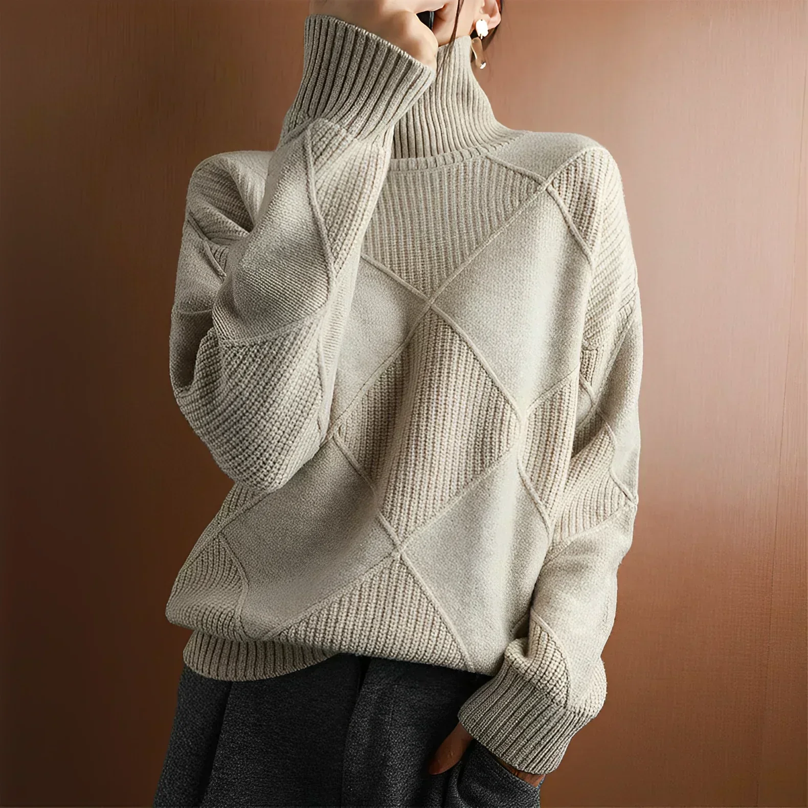 Rauten-Rollkragenpullover – Raffinierte Wärme mit modernem Stil - Image 5