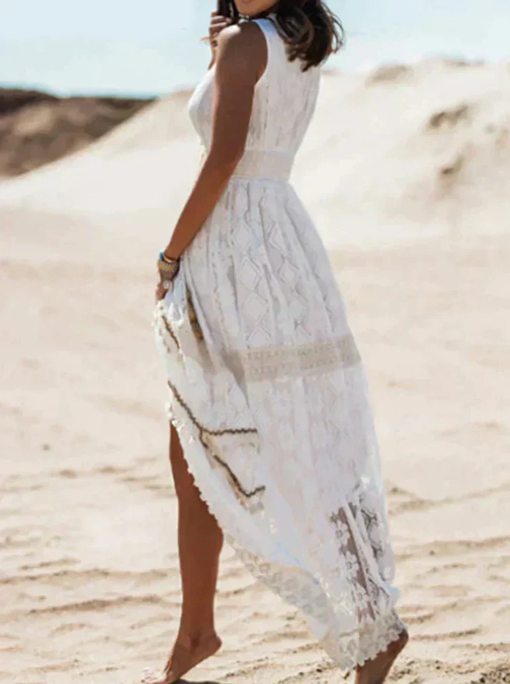 Reba - Ärmelloses Kleid aus Boho-Spitze