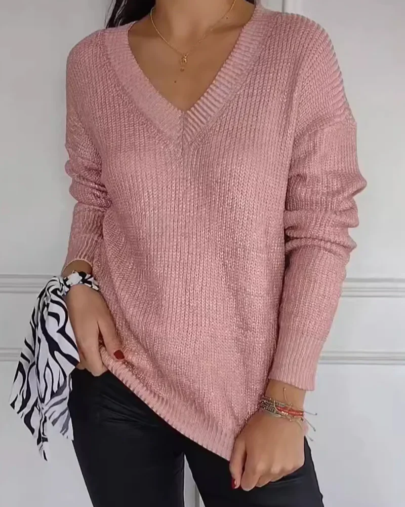 REBEKKA - LÄSSIGER V-AUSSCHNITT-PULLOVER - Image 4
